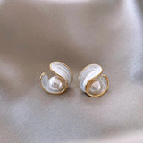 Luxury Drop Earrings with White Opal & Gold Pearls