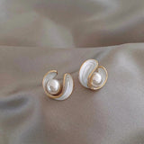Luxury Drop Earrings with White Opal & Gold Pearls
