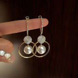 Luxury Drop Earrings with Pearls & Cubic Zirconia