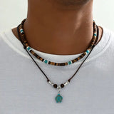 Luxury Men's Necklace with Turquoise & Tiger Eye
