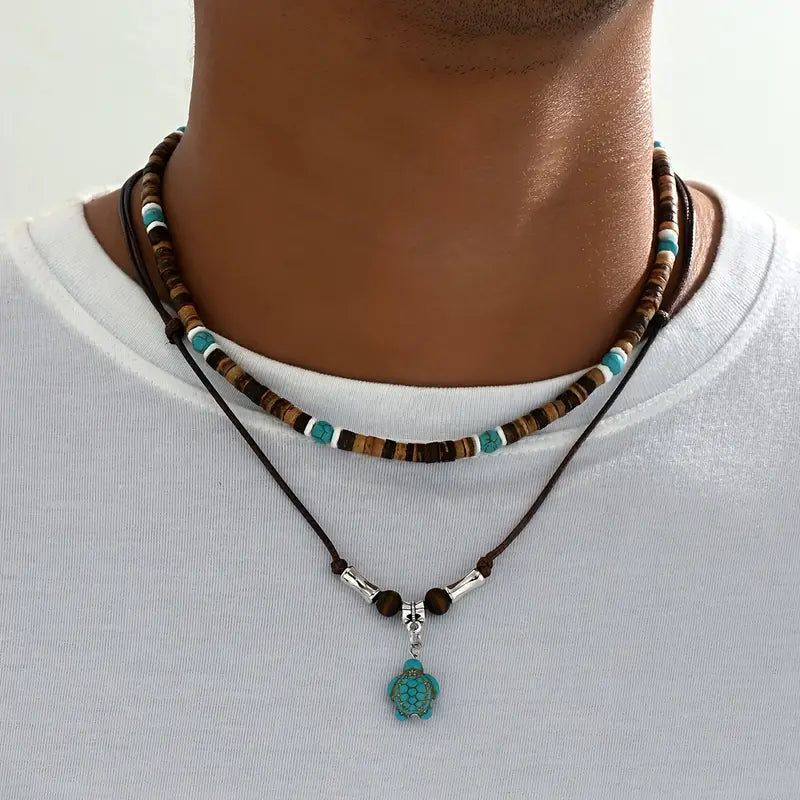 Luxury Men's Necklace with Turquoise & Tiger Eye