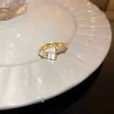 Luxury Adjustable Ring with White Opal in Gold