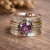 Meditation Boho Ring with Crystal