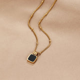 Lucia Necklace with Black Pendant