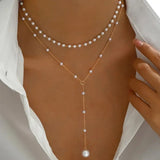 Double-Row Pearl Necklace with Pendant