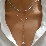 Double-Row Pearl Necklace with Pendant