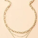 Retro Necklace with Layered Chains & Gold Pendant