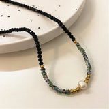 Necklace with Black Pearls, Gold & Pearls