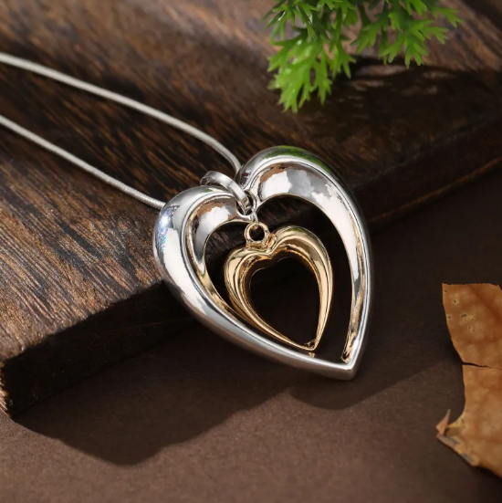 Necklace with Two-Tone Heart Pendant