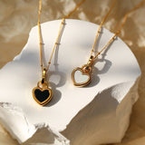 Necklace with Two-Tone Heart Pendant in Gold