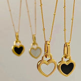 Necklace with Two-Tone Heart Pendant in Gold