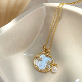 Necklace with Moonstone & Gold Daisies
