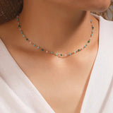 Necklace with Colorful Stones in Gold Tone