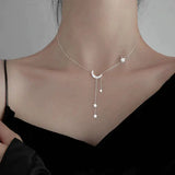Necklace with Moon & Stars in Silver