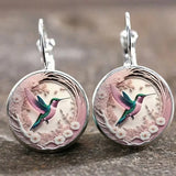 Necklace with Metal Swallow-Shaped Pendant & Glass Dome