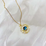 Necklace with Planetary Locket, Constellations & Gold Star
