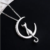 Necklace with Hanging Moon & Cat