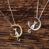 Necklace with Hanging Moon & Cat