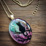 Necklace with Enchanted Cat Starry Night