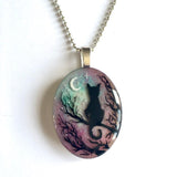 Necklace with Enchanted Cat Starry Night