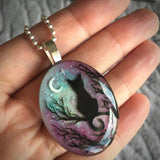 Necklace with Enchanted Cat Starry Night
