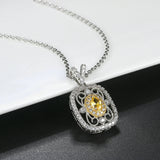 Necklace with Yellow Precious Stones & Silver Crystals