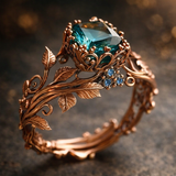 Natural Ring with Green Crystal