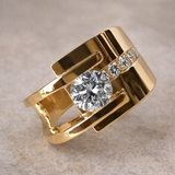 Irregular Retro Gold Ring Anel with Zircon