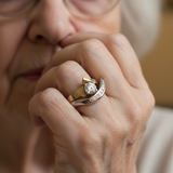 Irregular Vintage Ring in Gold & Silver with Zircon