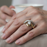 Irregular Vintage Ring in Gold & Silver with Zircon
