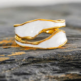 Open Spiral Bracelet in White Gold with Enamel