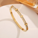 Open Geometric Two-Layer Cubic Zirconia Bracelet