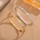 Open Geometric Two-Layer Cubic Zirconia Bracelet