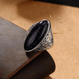 Oval Retro Silver Ring with Stone