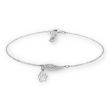Silver Memorial Bracelet with Angel Wings & Fingerprint – Handmade