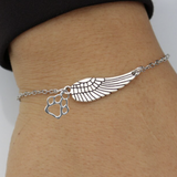 Silver Memorial Bracelet with Angel Wings & Fingerprint – Handmade