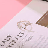 Chameleon Ring with Green Cubic Zirconia in Silver
