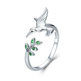Chameleon Ring with Green Cubic Zirconia in Silver