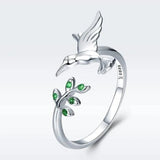 Chameleon Ring with Green Cubic Zirconia in Silver