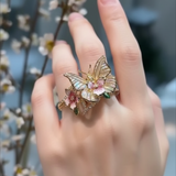 Butterfly-Shaped Ring with Shimmering Zircon