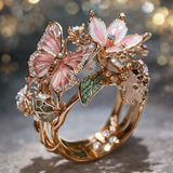 Butterfly-Shaped Ring with Shimmering Zircon