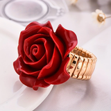 Ring in Rose Gold with Red Rose