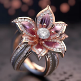 Ring with Crystal & Exotic Pink Lotus