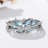 Ring with Cross in Silver & Blue Precious Stone