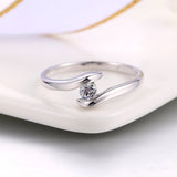 Ring with Silver Bar & Shimmering Diamond in Center