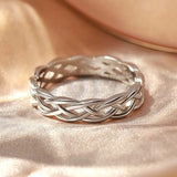 Braided Brass Ring with Stamped Silver