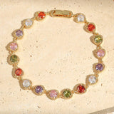 Gold-Plated Rainbow Love Heart Bracelet