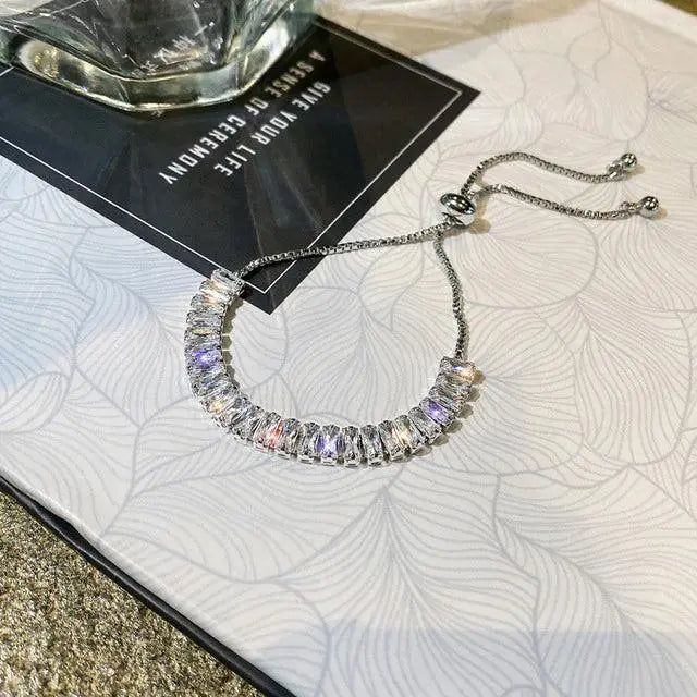 Adjustable Cubic Zirconia Bracelet in Gold & Silver