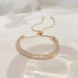 Adjustable Cubic Zirconia Bracelet in Gold & Silver