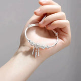 Adjustable Silver Three-Leaf Locket Bracelet